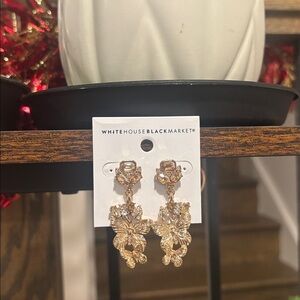 White House Black Market Gold Crystal Butterfly Earrings